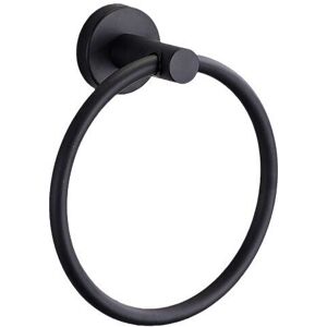 Sollbry - Towel Rack, 304 Stainless Steel Frosted Black Wall Mounted Towel Ring, Round Towel Holder for Bathroom, Kitchen (Black 16.55.55.5)