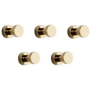 Wall Hook, Towel Hook for Bathroom, Kitchen, Door, Cabinet & Closet, 5 Packs, Brass (Gold) - Sollbry