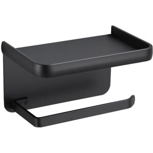 Sollbry - Wall Mounted Toilet Paper Holder Aluminum Roll Paper Holder Toilet Paper Holder with Storage Shelf Black
