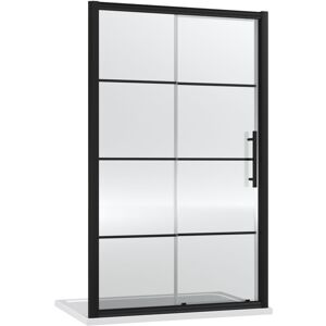 Sonic 8mm Toughened Safety Glass Single Sliding Shower Door, Black, 1400mm Balterley