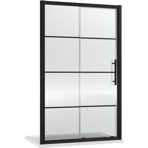 Sonic 8mm Toughened Safety Glass Single Sliding Shower Door, Black, 1200mm - Balterley
