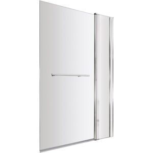 Balterley - 6mm Toughened Safety Glass Reversible Straight Shower Bath Screen with Fixed Panel and Rail - Chrome