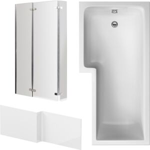 Balterley - Bath Suite-L Shape Bath, Panel and Fixed Screen with Double Hinge- Left Hand