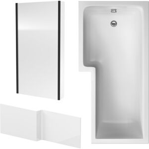 Balterley - 1700mm Left Hand Bathtub, Front Panel and Fixed Screen - Black