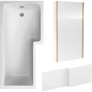 Balterley - l Shape Bathtub, Front Panel and Fixed Screen - Brushed Brass