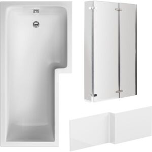 Balterley - l Shape Bathtub, Front Panel and Screen with Double Hinge - Chrome
