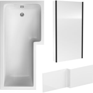 Balterley - 1700mm Right Hand Bathtub, Front Panel and Fixed Screen - Black