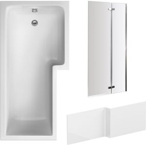 Balterley - Right Hand l Shape Bathtub, Front Panel and Bath Screen - Chrome Profile