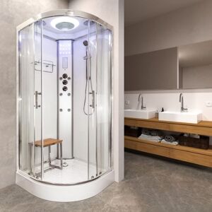 VIDALUX SS90 Hydro Shower Cabin Enclosure 900 x 900 White Glass