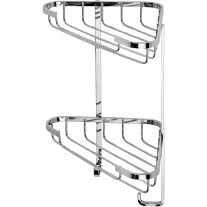 Croydex - Stainless Steel Small 2 Tier Corner Basket Shower Caddy with Hooks