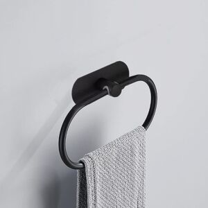 Linghhang - Stainless Steel Self Adhesive Towel Bar Oval Wall Mounted Towel Holder Bathroom Accessories 2kg (Black)