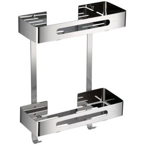 MUMU Stainless Steel Shower Caddy - Bathroom Bathtub Shelf Tray Wall Corner Shelf Support (2 Tier, Stainless Steel,Rear Hook)