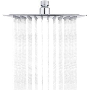 Tinor - Stainless Steel Shower Head - Water Saving, 20CM Square Shower Head, Universal Rainfall 1/2 Inch Thread, 360° Rotatable, 30° Tiltable, Easy