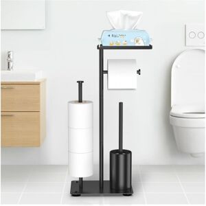 IKODM Stainless steel toilet paper holder, freestanding toilet paper holder with toilet brush, no drilling toilet paper holder, toilet paper holder