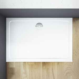 AICA SANITAIRE Aica 1400x700mm Slimline Rectangle Shower Enclosure Stone Tray Free Waste