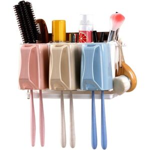 ZVD - Suction Wall Mounted Toothbrush Holder, Set of Three Mouthwash Cups Toothbrush Storage Rack