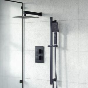Nes Home - Temel 2-Way Concealed Square Thermostatic Shower Mixer Valve Set Matte Black