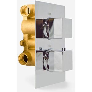 Nes Home - Temel Modern Square 2 Way Concealed Thermostatic Shower Mixer Valve Chrome