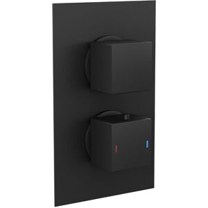 NES HOME Temel Square 2 Way Concealed Thermostatic Shower Mixer Valve - Black Matt