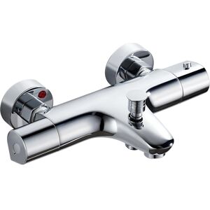 Ikodm - Thermostatic Bath Mixer, Brass Thermostatic Bath Shower Mixer, with 38℃ Safety Button, Chrome