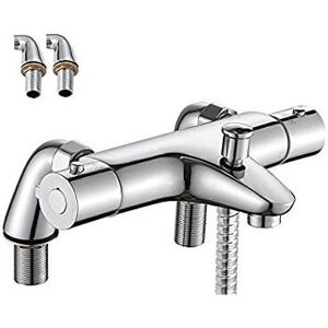 IKODM Thermostatic Bath Mixer, Thermostatic Bath Shower Faucet with Safety Button at 38°C, Thermostatic Shower Faucets for Bathtub, Brass, Anti-scald