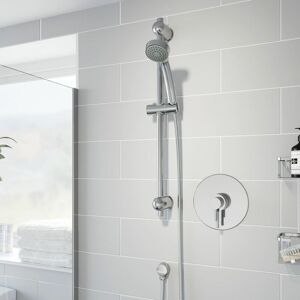 Architeckt - Thermostatic Concentric Concealed Shower Round Adjustable Head Riser Rail Chrome