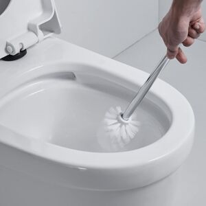 IKODM Toilet Brush and Holder, Bathroom Toilet Brush Set with Stainless Steel Handle and Tempered Glass Bowl,