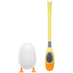 IKODM Toilet Brush and Holder Set, Wall Mounted Silicone Duck Toilet Brush No Drilling - Yellow
