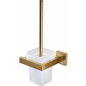 Ymyny - Toilet Brush with Storage Holder, Stainless Steel, Wall Mount, Modern Style, Brushed Gold Finish mumu
