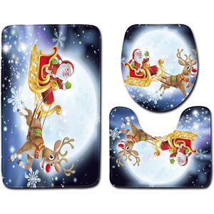 Tonchean - Toilet Mat Contour Rug Set of 3 Non-Slip Bathroom Mats with Santa Claus Print - Super Water Absorption Soft Bath Mat for Bathroom,