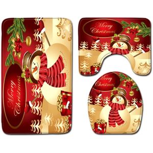 Tonchean - Toilet Mat Contour Rug Set of 3 Non-Slip Bathroom Mats with Santa Claus Print - Super Water Absorption Soft Bath Mat for Bathroom,