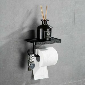 DEWDAT Toilet Paper Holder Bathroom Accessories Space Aluminum Tissue Mobile Paper Roll Holder Wall Mount Rustproof Vintage Style Black