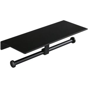 CYSLMUK Toilet Paper Holder Black Double Roll Toilet Paper Holder No Punching Toilet Tissue Box Mobile Phone Holder Hotel