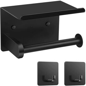 TLILY Toilet Paper Holder, Black Holder Adhesive Wall Mount,Bathroom