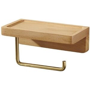 CYSLMUK Toilet Paper Holder Double Installation Solid Wood Beech Wall Mounted Toilet Paper Holder Self-Adhesive Rounded Corners Paper Roll Holder Decor for