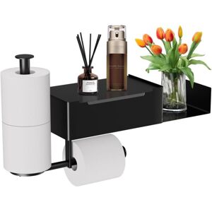 GOTRAYS Toilet Paper Holder Self-Adhesive Standing Toilet Paper Holder with Wet Wipes Box for Bathroom Black