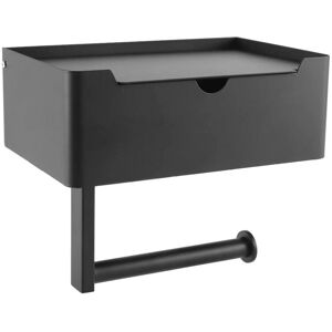 TLILY Toilet Paper Holder with Flushable Wipes Dispenser Storage and Phone Shelf ,Wall Mounted Wipes Holder-Black