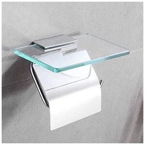 Linghhang - Toilet Paper Holder with Glass Holder, Rustproof, Wall Mounted Toilet Paper Holder, Chrome Alloy Toilet Paper Holder