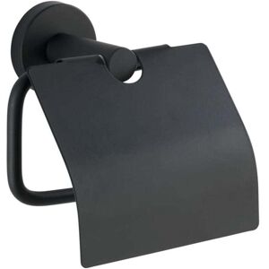 YMYNY Toilet paper holder with lid Bosio black matt stainless steel - Toilet paper roll holder, stainless steel, 15 x 13.5 x 7 cm mumu