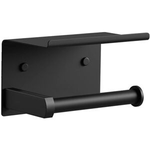 TLILY Toilet Paper Holder with Phone Shelf, Adhesive or Screw Wall Mount Tissue Roll Holder, Bathroom Storage Dispenser