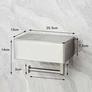 DEWDAT Toilet Paper Holder with Wet Wipes Box Stainless Steel No Drilling with Shelf Wall Mount Toilet Paper Holder for Bathroom Brushed