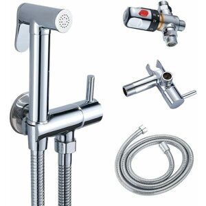 Dewdat - Toilet Shower Kit Thermostatic Mixing Valve Hand Shower with Hand Sprayer for Intimate Hygiene Anti-scald Chrome Brass Toilet Bidet Spray