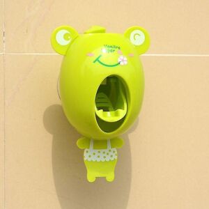 ZVD - Toothpaste Dispenser Cartoon Strong Suction Cup Bathroom Accessories Set Green
