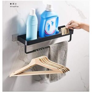 Tinor - Towel Rack, Square Bathroom Shelf with Towel and Wall Mounted Rail, Solid Aluminum Alloy Matte Black Finish,Black,50cm