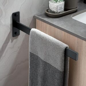 Ikodm - Towel rack, wall drilling, towel bar, black, matte, stainless steel, rectangular, single arm, towel rack, for bathroom and kitchen