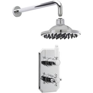 Traditional Concealed Twin Valve with Head & Arm Shower Set - Chrome/White - Balterley