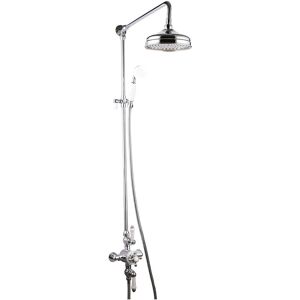 Gravity Bathrooms - Traditional Overhead Thermostatic Rigid Riser Shower Kit with Twin Head - Chrome