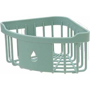 ZVD - Triangular Plastic Kitchen and Bathroom Storage Organizer, Corner Shower Shelf, Wall-Mounted Basket Caddy with Suction Cup, Green