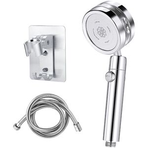 Csparkv - Turbocharged Shower Head Silver with 1.5m Hose and Wall Mounted Shower Holder, One Button Switch, Detachable and Easy to Clean Shower Head