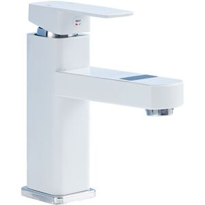 Cyslmuk - Unique Basin Faucet, Solid Brass Bathroom Mixer Tap, Sparkling Bathroom Faucet, Single Handle Basin Faucet, Chrome + White